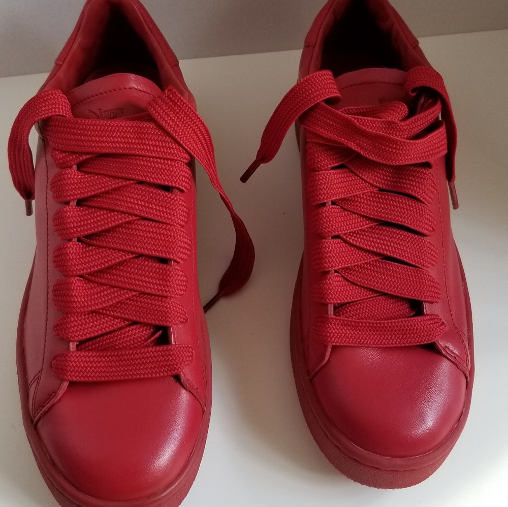 Red Leather Coach Sneakers Tennis Shoes